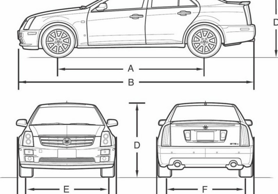 Cadillac STS (2007) (Cadillac of STS (2007)) are drawings of the car